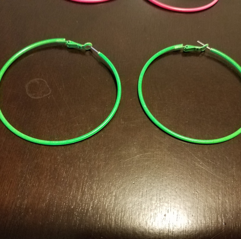 Neon greet hoop earrings